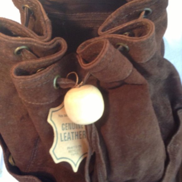 Vintage brown suede Leather backpack - Picture 3 of 5